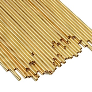 Mosiężne rurki Himmeli - Mosiężne koraliki Himmeli DIY - Kształty geometryczne - Do roślin powietrznych - Mosiądz platerowany prawdziwym złotem 18k - 3x0,2 x 170 mm - RGP4050-170