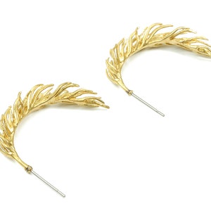 Brass Branch Earring Post - Raw Brass Branch Earring Stud - Earring Findings - Jewelry Supplies - 31.07x6.3x3.87mm - PP2865