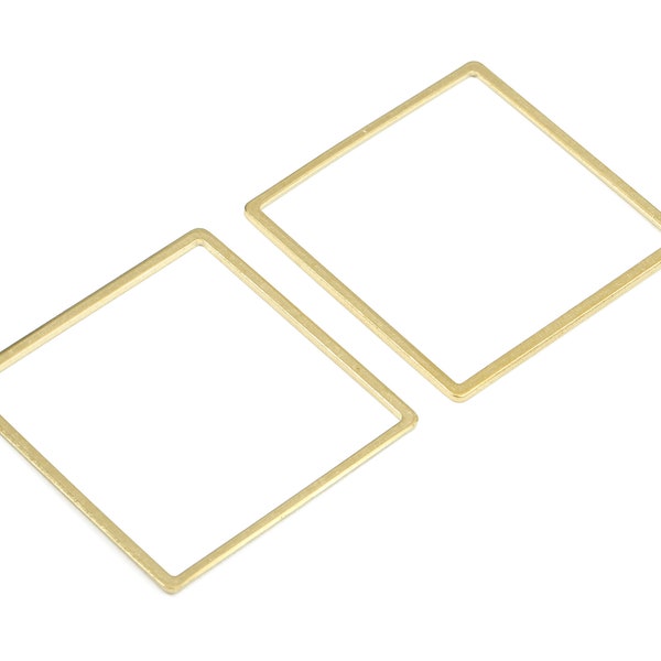 Brass Square Ring Charms - Raw Brass Square Earrings and Pendant - Brass Square Connectors - Jewelry Supplies - 35.58x35.58x0.98mm - PP2704