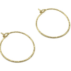 Brass Circle Pattern Ear Wire - 20# Raw Brass Earring Hoops - Rope Hoops - Earring Findings - Jewelry Supplies - 23.36x19.98x0.73mm - PP3110