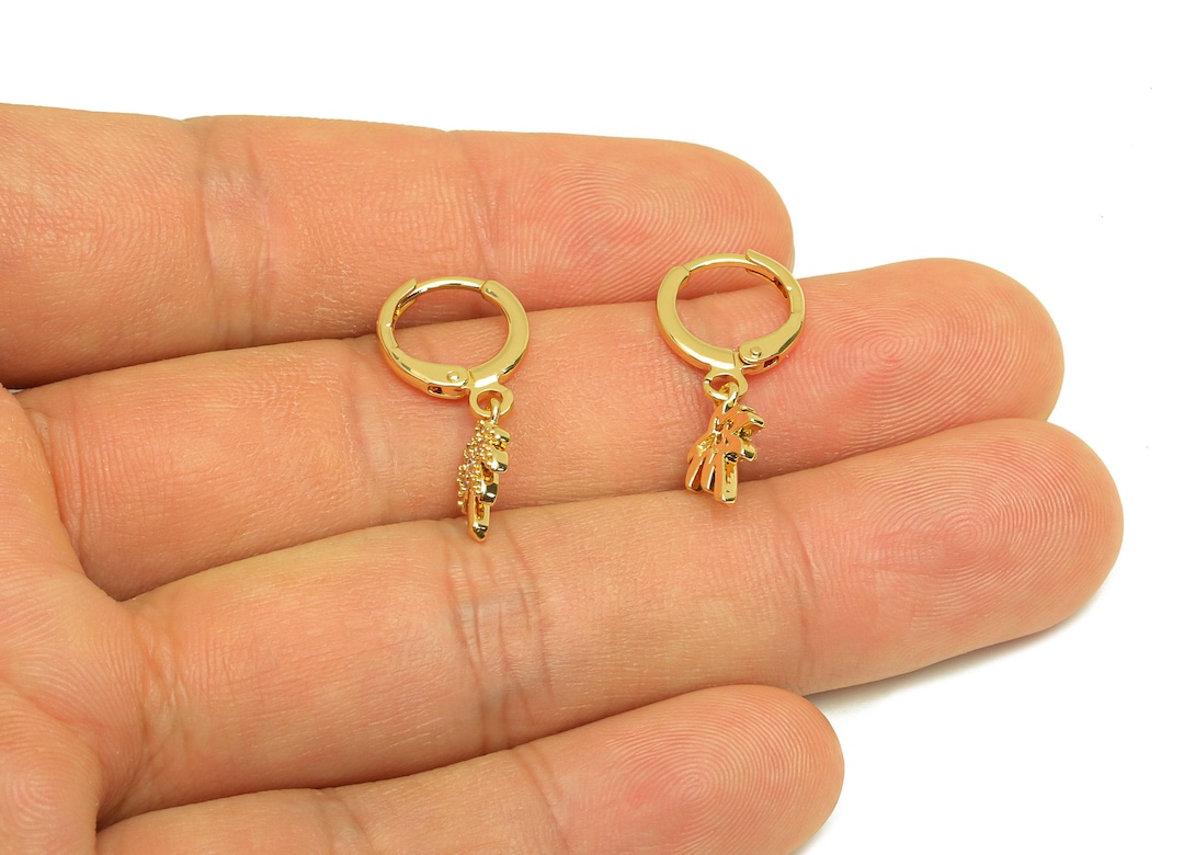 Brass Hoop Earring - Brass Coconut Tree Lever Back Earring Hoop - Cubic ...