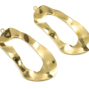 Brass Wavy Charms - Raw Brass Wavy Earrings and Pendant - Earring Findings - Jewelry Supplies - 41.62x20.08x1.05mm - PP2455