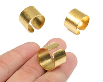 Brass Adjustable Ring Charms - Raw Brass Wide Ring - Tapered Ring Findings - Jewelry Supplies - 18.8x13.97x0.79mm - PP2696