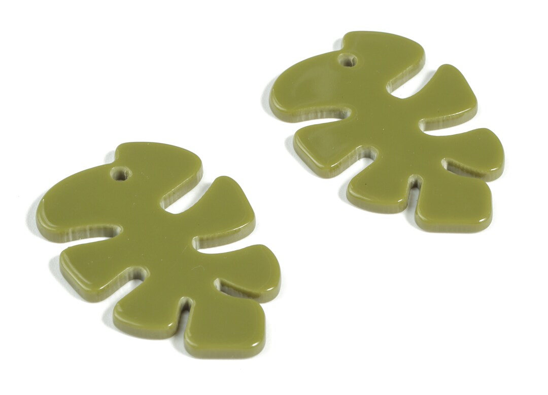 Amuletos de pendientes de hoja acrílica Colgante Monstera verde ...