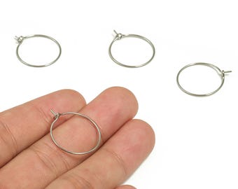 Roestvrijstalen oorbelring - 316 roestvrijstalen cirkeloordraad - oorbelring - benodigdheden voor het maken van sieraden - 23,35 x 20,5 x 0,62 mm - SS1214