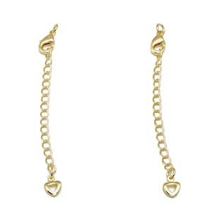 Extender Curb Chain - Extender Safety Parrot Clasp - Heart Lobster Clasp - Extension Chain - 18K Real Gold Plating - 67.3x5.6x2.4mm -RGP5814