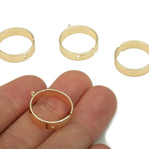 Brass Round Ring - Circle Wide Hoop Ring - Gold Wide Hoop With Loop - 18K Real Gold Plating - 21.5x18.4x0.8mm - RGP5336