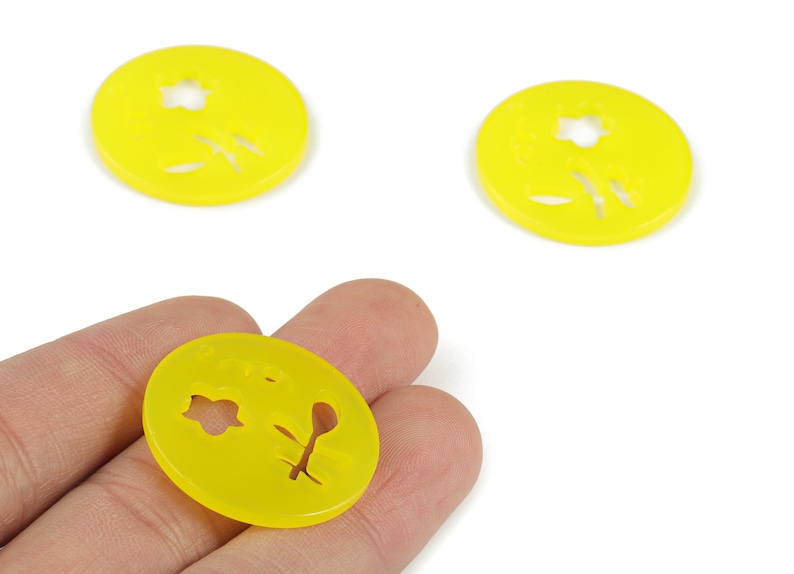 AC2139-A533 Acrylic Flower Earring Charms Acrylic Yellow Leaf Earring Charms Jewelry Supplies Color Code:A533-29.83x27.74x2.2mm