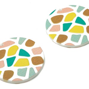 Acrylic Round Printed Earring Charms - Circle Textured Printed Pendants Charm - Jewelry Making Supplies - 29.1×29.1×2.5mm - AC2517A