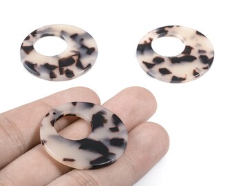 Acetate Tortoise Shell Circle Charms – DIY Earrings, Pendants, Jewelry Findings Color: A07 (34x2.5mm) AC1005N