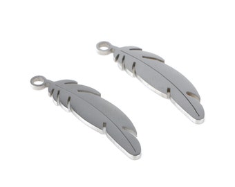 Stainless Steel Feather Charms - Feather Earrings and Pendant - Bracelet Pendant - Jewelry Supplies - 26.17x7.01x0.95mm - SS1022