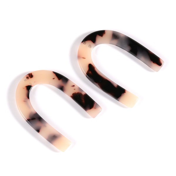 Acetate U Connector - Two Holes - Blonde Tortoise Shell Earrings - U Pendant  - Color Code: A06 - 34.61x26.25x2.55mm - AC1114B