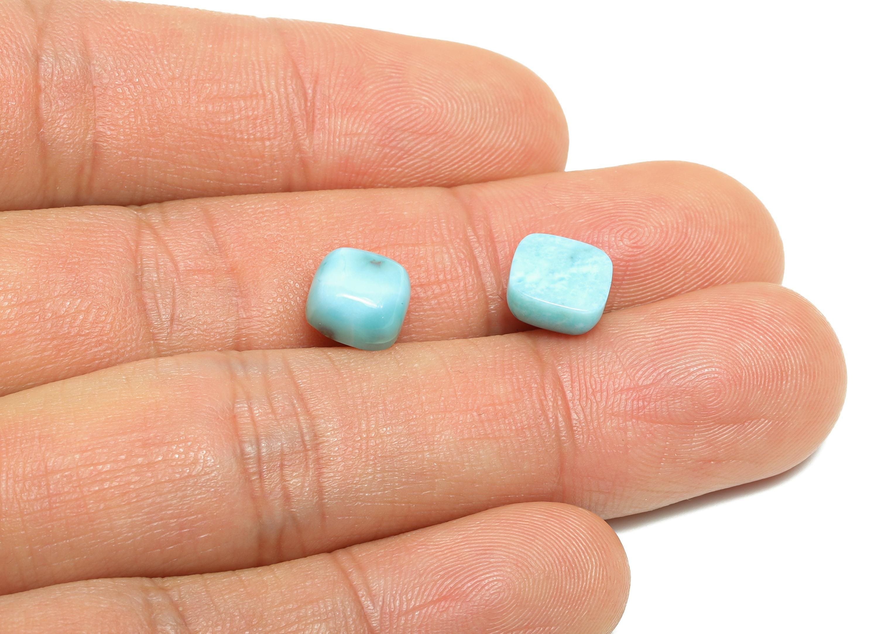 8mm Square Larimar Natural Stone - Blue Larimar Cabochon for