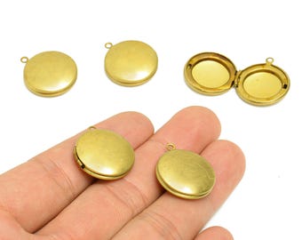 Brass Round Locket Charm - Raw Brass Antique Vintage - Antique Looking Locket - Vintage Looking Locket For Necklace - 22.75x19x5mm - PP8926