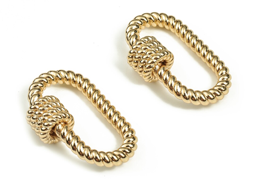 Twisted Oval Pendant Charms Brass Gold Plated Earrings Charm 18K Real