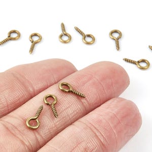 Eye Hook Screw - 5X10 - Antique Bronze Tone Plated Brass Eye Hook Screw - Jewelry Making - 10x5mm - PP1709AB