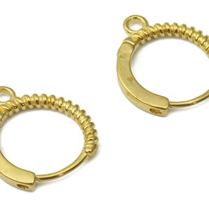 Brass Spiral Hoop Huggie With Loop  Earring - Brass Round Earring Hoop Huggie - Geometric Earring -13.51x13.51x1.77mm- PP7582