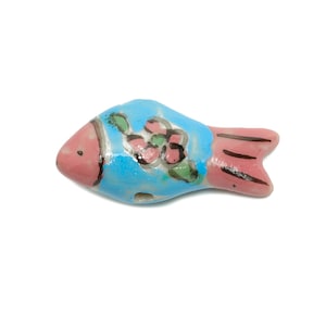 Glazed Ceramic Fish Beads - Craft Beads for Necklace or Bracelet - Marine Colorful Beads - Handmade Making Jewelry - 28x13x9.74mm - NS2851A