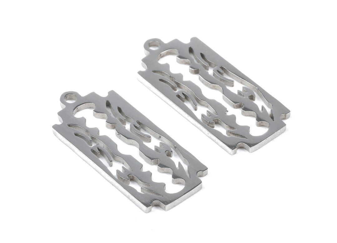 Stainless Steel Razor Blade Charms Razor Blade Earrings and Pendant