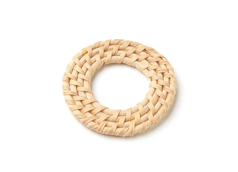 Jewelery Handmade 52.2x52.2x4.14mm Wooden Straw Earring RT1047 Round Shaped Rattan Pendant Handwoven Rattan Earrings