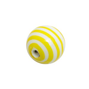 Yellow Striped Ceramic Beads - Colorful Handmade Bead - Fun Beads for Creative Jewelry Projects - Bright Summer Bead -  11x12x12mm - NS2858B