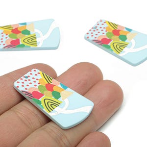 Acrylic Bubble Trapezoid Earring Charms - Acrylic Trapezoid Mountain Pendant - Printing Textured - 37.15x22.86x2.15mm - AC2466B