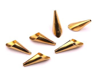 Brass Cone Bead Caps- Raw Brass Cone Bead Caps - Jewelry Supplies - 25x7mm - PP1194
