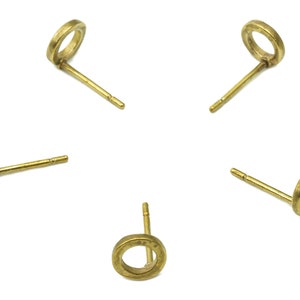 Mosiężne kolczyki Mini Round Stud - Surowy mosiężny kolczyk Mini Circle Stud - Kolczyki Circle Hoop Stud - Mosiężny sztyft - 5,9x5,9 x 1 mm - PP8050