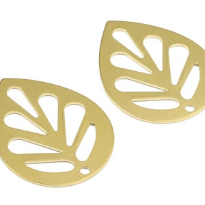 Brass Drop Charms - Raw Brass Leaf Earrings and Pendant - Brass Drop Necklace - Jewelry Supplies - 30.08x23.83x1.17mm - PP2431