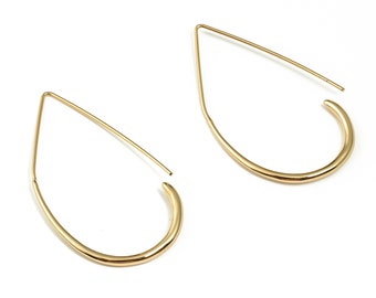 Brass Drop Earring Hooks - Brass Drop Earring Wire - 18K Real Gold Plated Brass Ear Wires - Jewelry Supplies -52.24x30.48x2.68mm- RGP3971