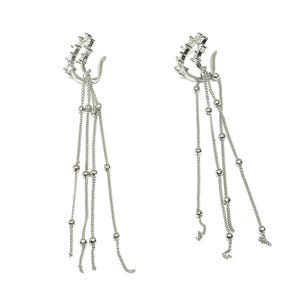 Brass Sunshine Ear Cuff - White Sun Tassel Earring Cuff - Zircon Cartilage Cuff Ear - 18K Real White Gold Plated -110.2x18.5x11.8mm -RGP7615