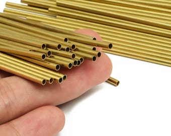 Round Brass Himmeli Tubes - Raw Brass Himmeli DIY Tube Beads - Circle Pipes for Geometric Shapes - For Air Plants -2.5x0.2x90mm- PP4569-90