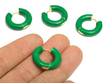 Epinki 1 PZ Orecchini a Cerchio in Argento 925, Croce Smaltata a Doppio Strato B