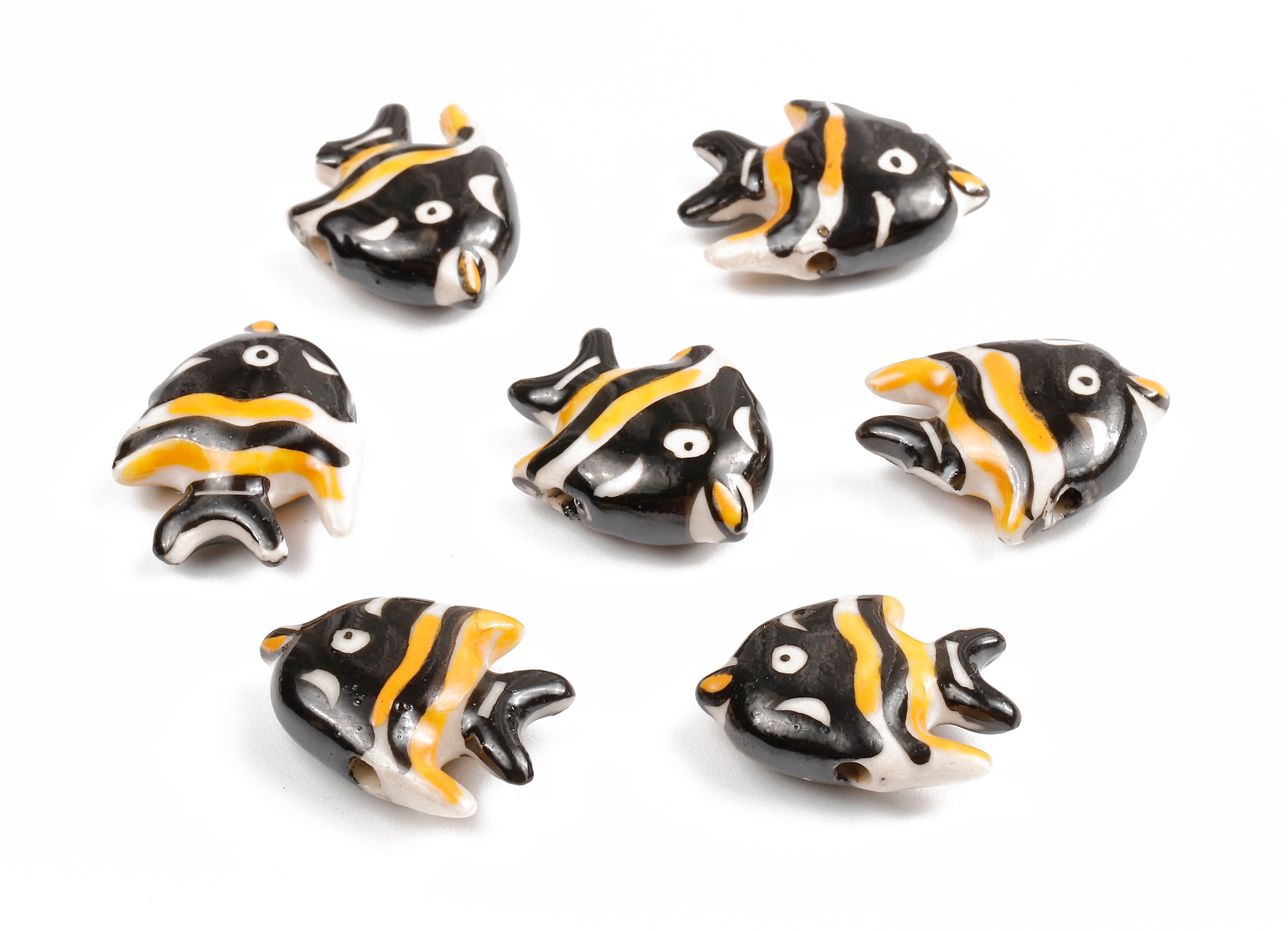 Glazed Ceramic Fish Beads Carved Fish Beads Handmade Beads Etsy Australia