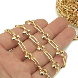 Brass Reactangle Link Chain - Gold Chain - Reactangle Link Chain - Bracelet Chain - 18K Real Gold Plating Chains - 23.5x11x1.2mm - RGP6333