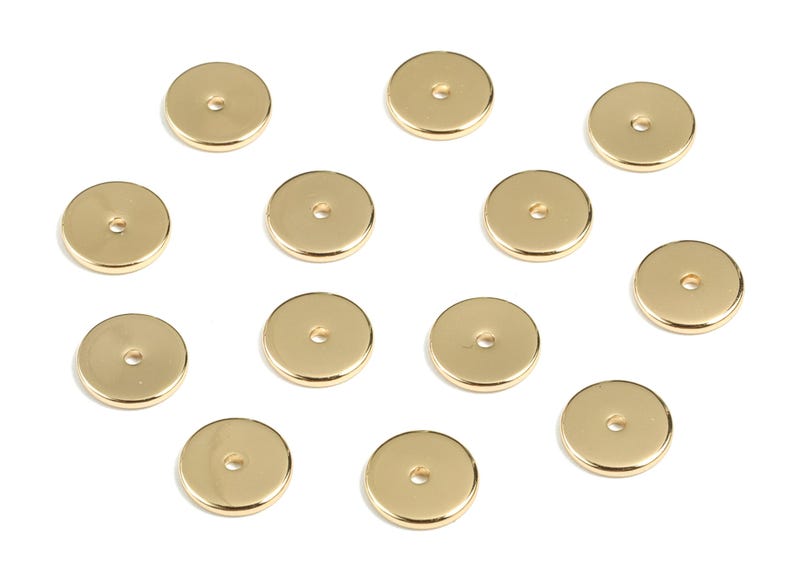 Gold Brass Flat Disc 8mm Beads Spacers - Heishi Rondelle Spacers Beads - 18K Real Gold Plated Brass Disk - 8.14x8.14x1.06mm - RGP2700 image 3