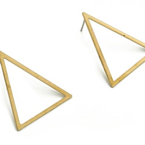 Brass Triangle Earring Stud - Raw Brass Triangle Earring Post - Stainless Steel Stud - Jewelry Making Supplies - 31.57x27.47x0.79mm - PP4807