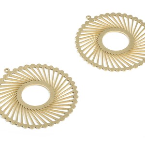 Brass Circle Earring Charm – Donut Pendant Charm – Filigree Ring Charm - Earring Findings - Jewelry Supplies - 38.04x35.9x0.62mm - PP4156