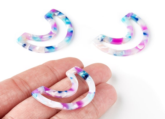 Acetate Moon Earring Charms - Moon Pendant - Earring