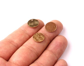 Raw Brass Round Textured Tag - Raw Brass Circle Charms - Jewelry Supplies - 12x0.7mm - PP1214