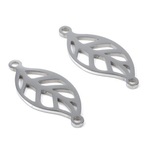 Stainless Steel Leaf Connector - Leaf Earrings Charms and Pendant - Bracelet Pendant - 22.73x10.34x0.94mm - SS1093