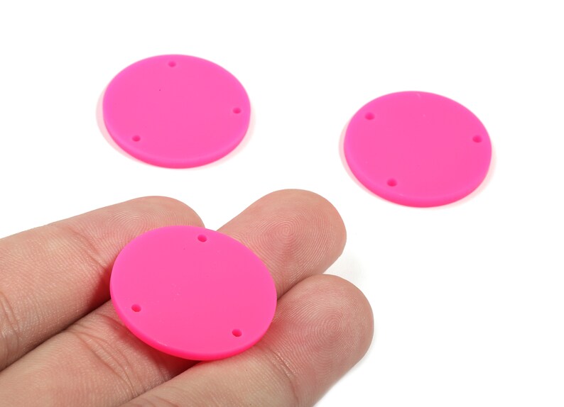 Matte Circle Earring Charms AC1887A 3 Holes Color Code:A472-25.77x25.77x2.29mm Acrylic Round Earring Connector Jewelry Supplies