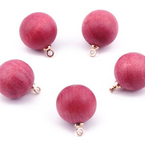 Wooden Ball Charms - Wooden Ball Pendant - Natural Wood Ball Earring Pendant - Wooden Beads with Alloy - 14.88x11.79mm - BB1072