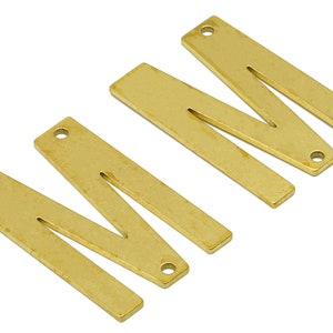 Brass Letter Earring Charm - Raw Brass M Connector -Brass Alphabet Connector -For Necklace - 29.75x 19.26x 1mm - PP8611M