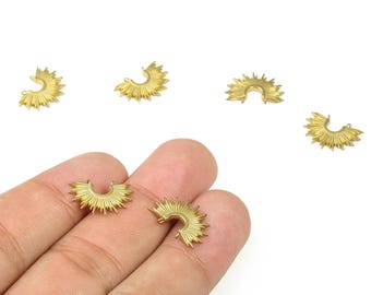 Raw Brass Sun  Connector - Brass Half Sun Shaped Connectors – Earring Findings - Jewelry Making Supplies - 15.88x11.08x1.6mm - PP4409