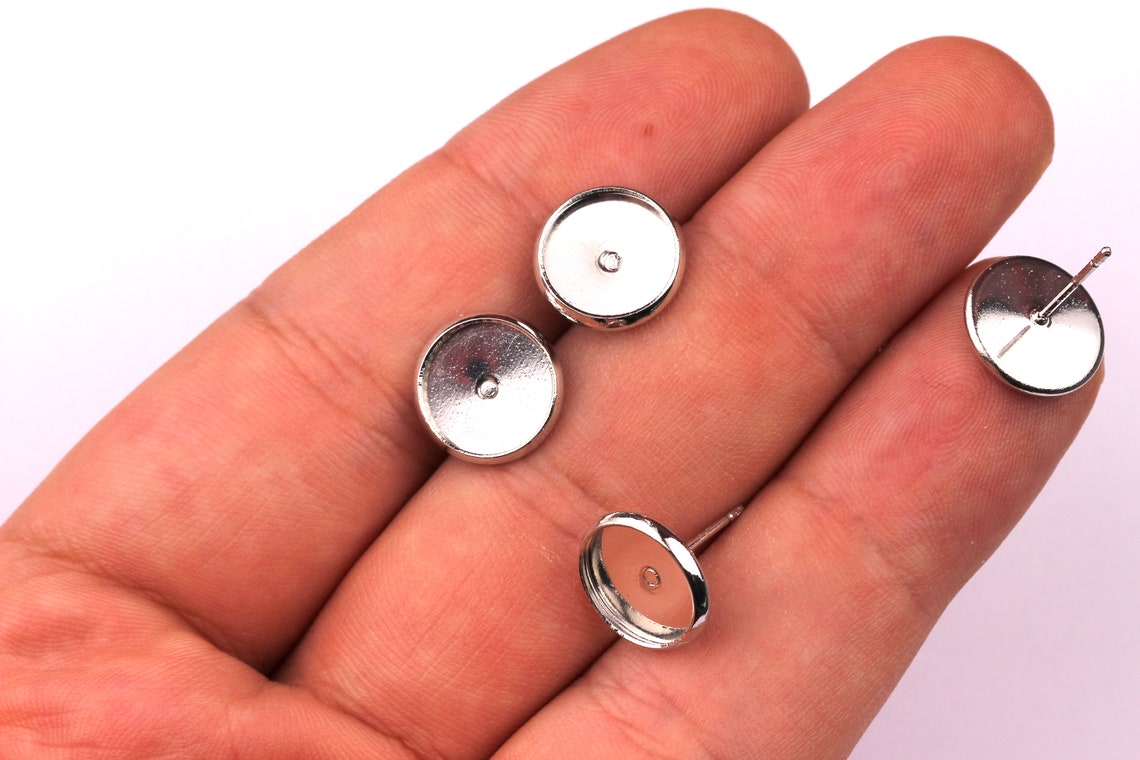 Brass Earring Blanks 316 Stainless Steel Stud Silver Tone Etsy