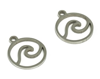 Stainless Steel Round Wave Charms –Hallow Ocean Wave Circle Earring Charm – Wave Pendant – DIY Jewelry Supplies - 11.73x9.97x0.91mm -SS1228