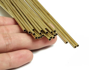 Round Brass Himmeli Tubes - Raw Brass Himmeli DIY Tube Beads - Circle Pipes for Geometric Shapes - For Air Plants -2.5x0.2x190mm- PP4569-190