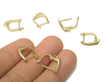 Brass Earring Clasp  - Raw Brass Stud Earrings - Dainty Earrings - 15.54x13.1x2.3mm - PP7945