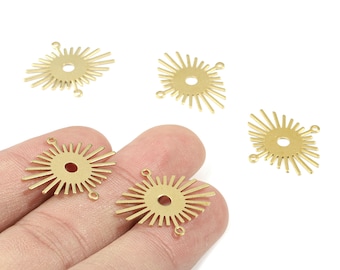 Brass Sun Earring Connector - Raw Brass Sun Connector - Brass 2 Hole Connector - Jewelry Supplies - 23.95x20.42x0.76mm - PP3437